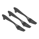 3Set Door Handles Thickened Cutlery Tableware Shaped Cabinet Pulls for Drawer Wardrobe Bookshelves Black Fork