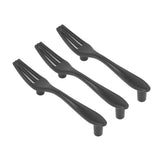 3Set Door Handles Thickened Cutlery Tableware Shaped Cabinet Pulls for Drawer Wardrobe Bookshelves Black Fork - Rear View