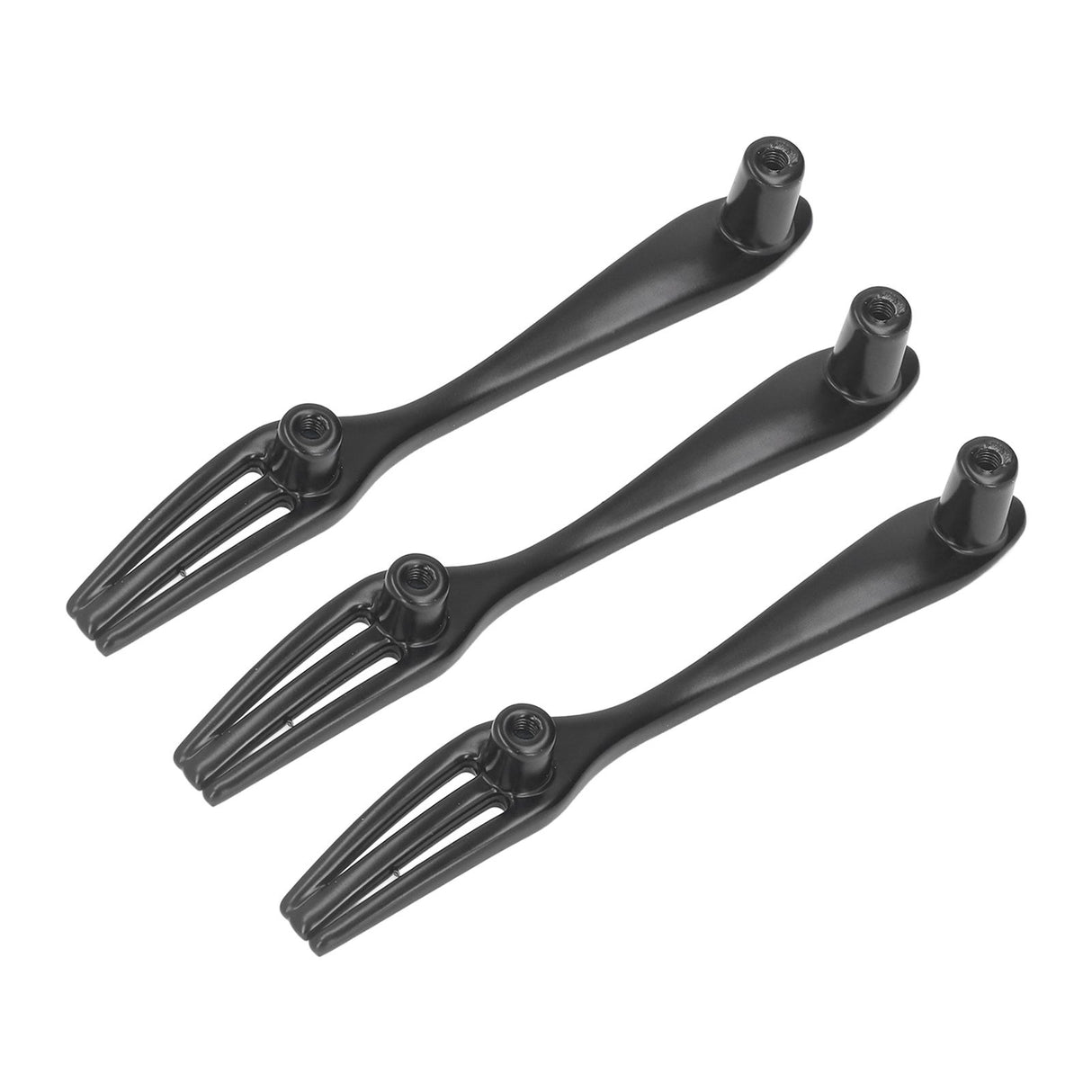 3Set Door Handles Thickened Cutlery Tableware Shaped Cabinet Pulls for Drawer Wardrobe Bookshelves Black Fork