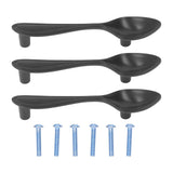 3Set Door Handles Thickened Cutlery Tableware Shaped Cabinet Pulls for Drawer Wardrobe Bookshelves Black Spoon