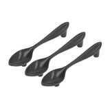 3Set Door Handles Thickened Cutlery Tableware Shaped Cabinet Pulls for Drawer Wardrobe Bookshelves Black Spoon - 45-Degree Angle