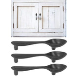 3Set Door Handles Thickened Cutlery Tableware Shaped Cabinet Pulls for Drawer Wardrobe Bookshelves Black Spoon