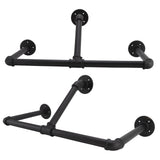 22in Industrial Pipe Clothing Display Rack Wall Mounted Clothes Rack Hanger Iron Clothes Hanging Rod Bar for Home Hotel - Low Angle
