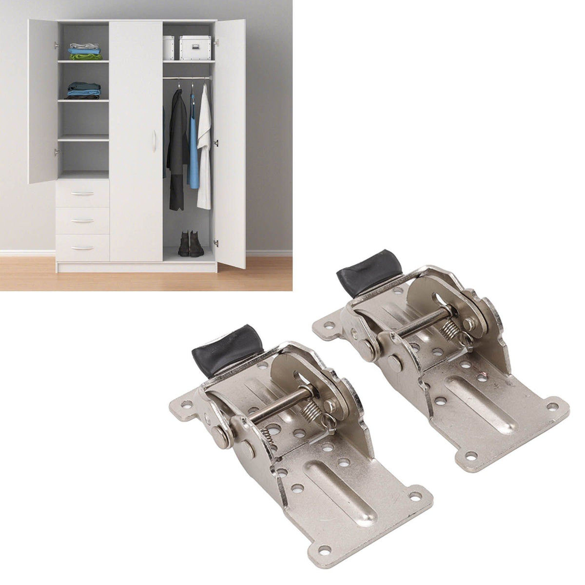 2Pcs Folding Hinges Zinc Alloy 180 Degree Self Locking Hinge Set Hardware for Cabinet Wardrobe Door Table