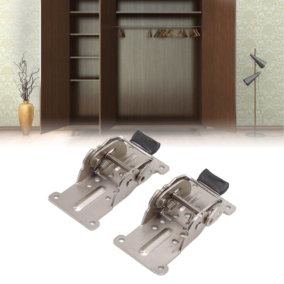 2Pcs Folding Hinges Zinc Alloy 180 Degree Self Locking Hinge Set Hardware for Cabinet Wardrobe Door Table