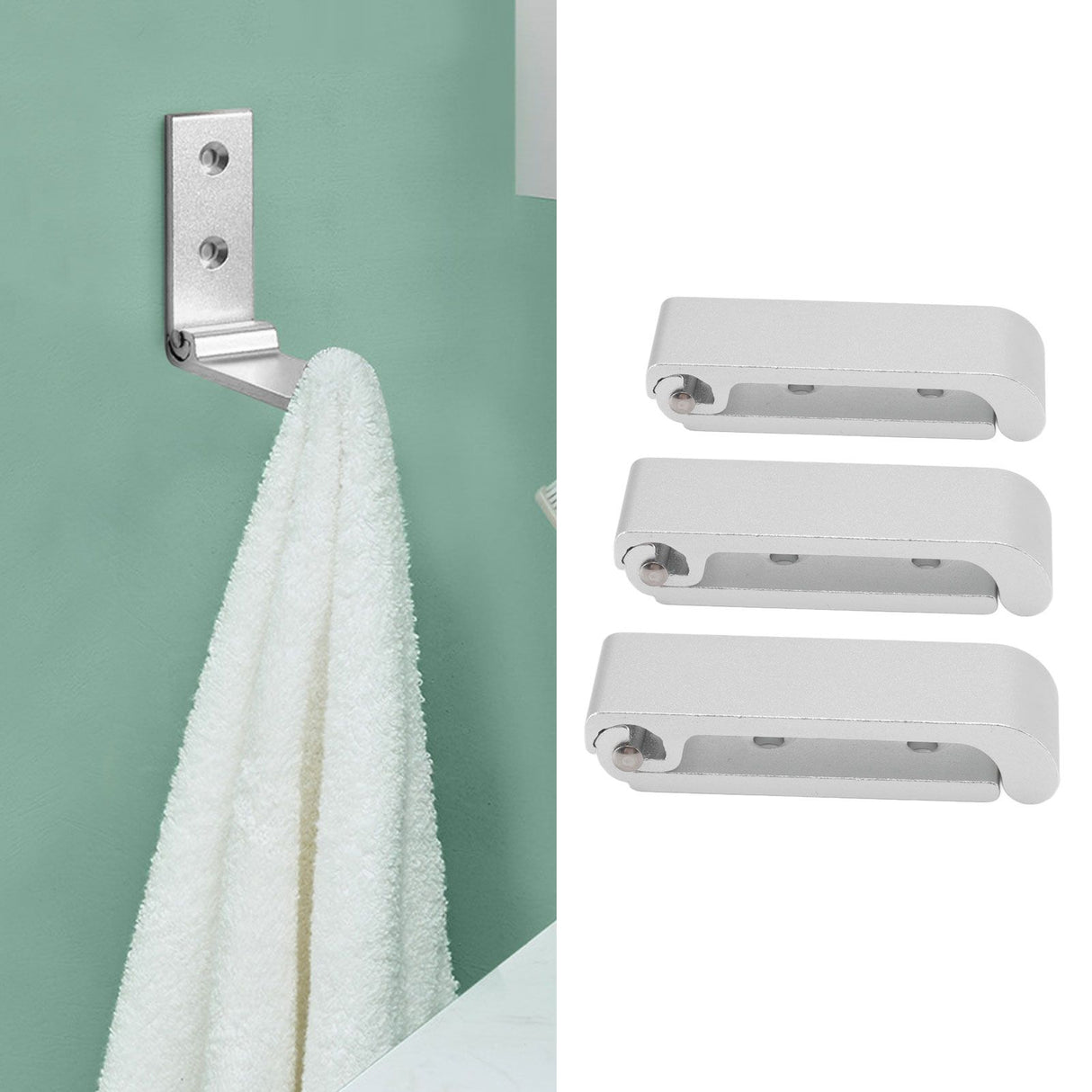 3Pcs Folding Coat Hooks Aluminum Alloy Foldable Wall Hook for Office Bedroom Living Room Dining Room Kitchen Bathroom