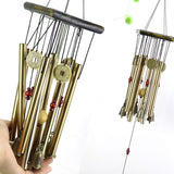 Wind Chime Multi Aluminum Pipe Wooden Decorative Wind Chime Gift for Cabin Home Door Window Platform Golden Tube Fan Shape