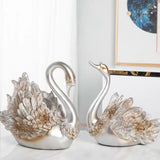 Couple Swan Ornament Living Room TV Cabinet Swan Ornament Modern Home Decoration Wedding Gifts Silver