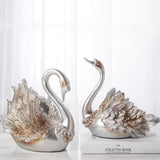 Couple Swan Ornament Living Room TV Cabinet Swan Ornament Modern Home Decoration Wedding Gifts Silver