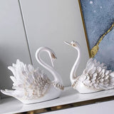 Couple Swan Ornament Living Room TV Cabinet Swan Ornament Modern Home Decoration Wedding Gifts Pearl White