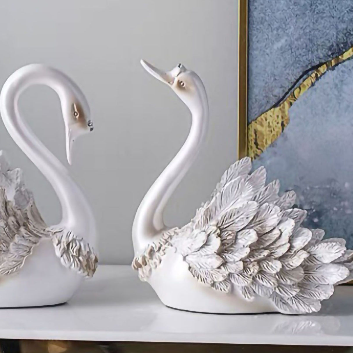 Couple Swan Ornament Living Room TV Cabinet Swan Ornament Modern Home Decoration Wedding Gifts Pearl White
