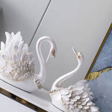 Couple Swan Ornament Living Room TV Cabinet Swan Ornament Modern Home Decoration Wedding Gifts Pearl White - Top-Down View