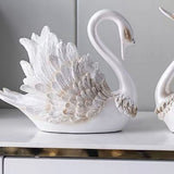 Couple Swan Ornament Living Room TV Cabinet Swan Ornament Modern Home Decoration Wedding Gifts Pearl White - 45-Degree Angle