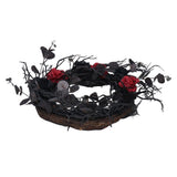 Halloween Wreath Dead Black ABS Artificial Branches Design with Red Flower Door Wreath Garland for Decoration - 45-Degree Angle
