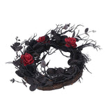 Halloween Wreath Dead Black ABS Artificial Branches Design with Red Flower Door Wreath Garland for Decoration - Close-Up Angle