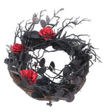 Halloween Wreath Dead Black ABS Artificial Branches Design with Red Flower Door Wreath Garland for Decoration