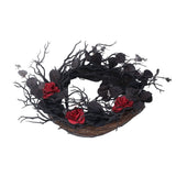 Halloween Wreath Dead Black ABS Artificial Branches Design with Red Flower Door Wreath Garland for Decoration - Extra Image