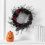 Halloween Wreath Dead Black ABS Artificial Branches Design with Red Flower Door Wreath Garland for Decoration
