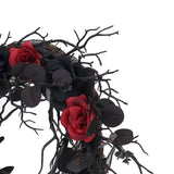 Halloween Wreath Dead Black ABS Artificial Branches Design with Red Flower Door Wreath Garland for Decoration - Extra Image