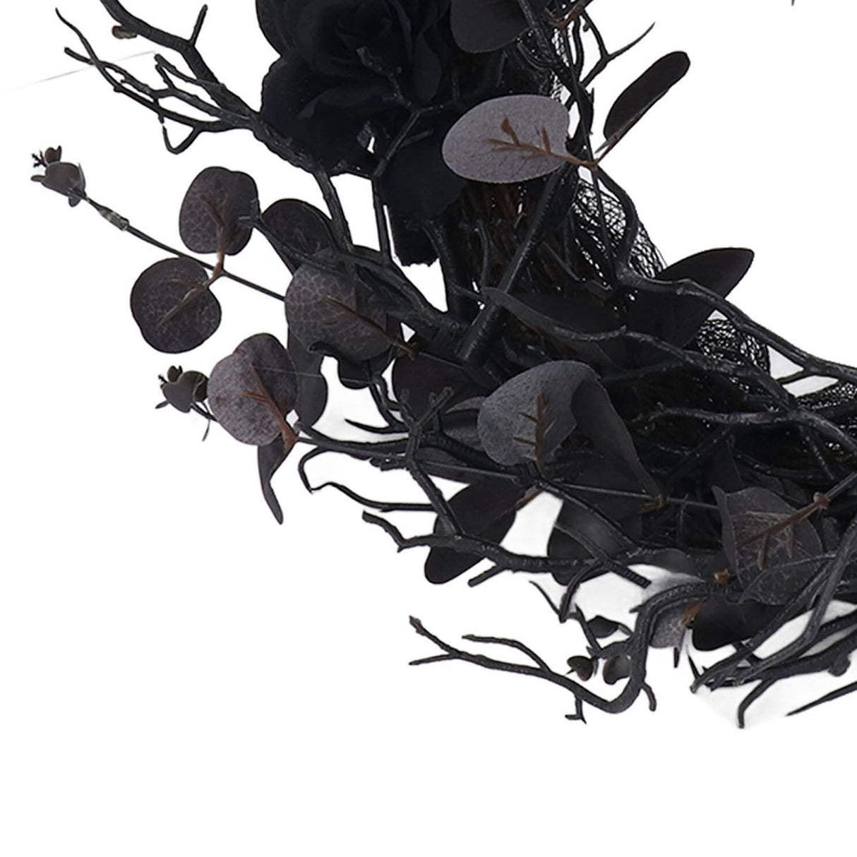 Halloween Wreath Dead Black ABS Artificial Branches Design with Red Flower Door Wreath Garland for Decoration