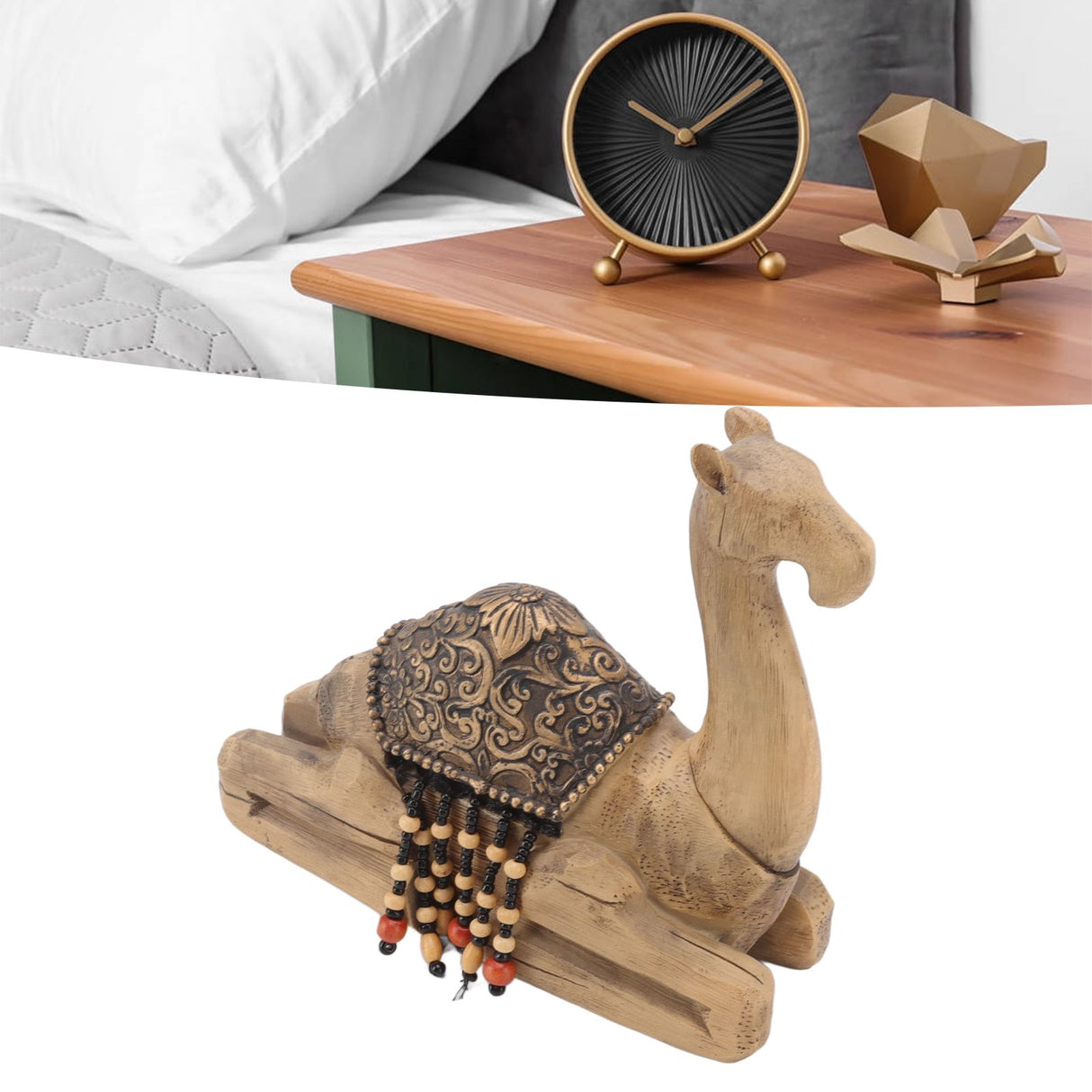 Camel Statue Durable Resin Flat Bottom Retro Style Exquisite Luster Camel Ornament for Home Office Decoration