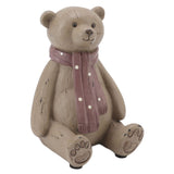 Scarf Bear Ornament Exquisite Workmanship Resin Bear Statue with Antislip Soft Rubber Pad for Living Room Porch - Side View