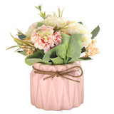 Artificial Fake Potted Flowers Bouquet Hydrangea with Vase for Dining Table Decoration Pink