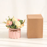 Artificial Fake Potted Flowers Bouquet Hydrangea with Vase for Dining Table Decoration Pink