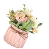 Artificial Fake Potted Flowers Bouquet Hydrangea with Vase for Dining Table Decoration Pink