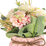 Artificial Fake Potted Flowers Bouquet Hydrangea with Vase for Dining Table Decoration Pink - Top-Down View
