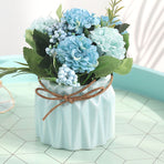 Artificial Fake Potted Flowers Bouquet Hydrangea with Vase for Dining Table Decoration Blue