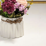 Artificial Fake Potted Flowers Bouquet Hydrangea with Vase for Dining Table Decoration White