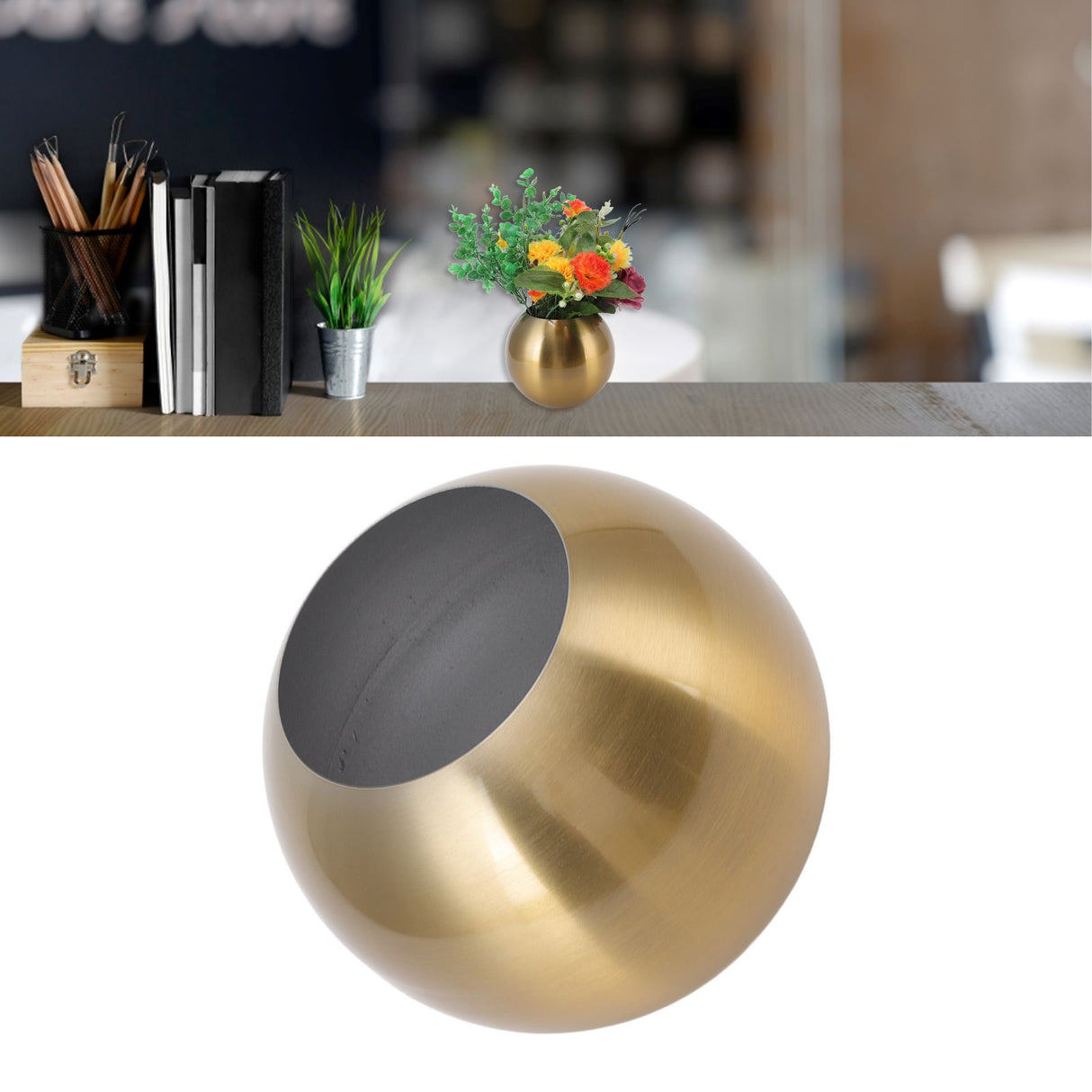 Round Vase Nordic Style Modern Stainless Steel Small Flower Vase Ornament Living Room Office Table Decoration Ancient Gold