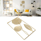 Iron Hanging Wall Decor Hollowed Rectangular Golden Flower Home Ornament for Living Room Coffee Bar
