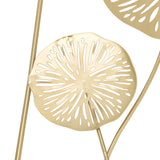 Iron Hanging Wall Decor Hollowed Rectangular Golden Flower Home Ornament for Living Room Coffee Bar