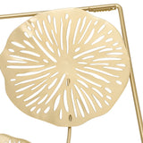 Iron Hanging Wall Decor Hollowed Rectangular Golden Flower Home Ornament for Living Room Coffee Bar