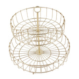 2 Tier Fruit Basket Iron Round Golden Nordic Household Snack Storage Tray for Party Desktop Kitchen
