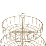 2 Tier Fruit Basket Iron Round Golden Nordic Household Snack Storage Tray for Party Desktop Kitchen