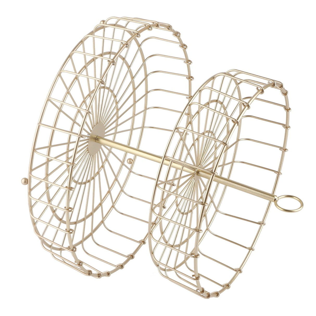 2 Tier Fruit Basket Iron Round Golden Nordic Household Snack Storage Tray for Party Desktop Kitchen