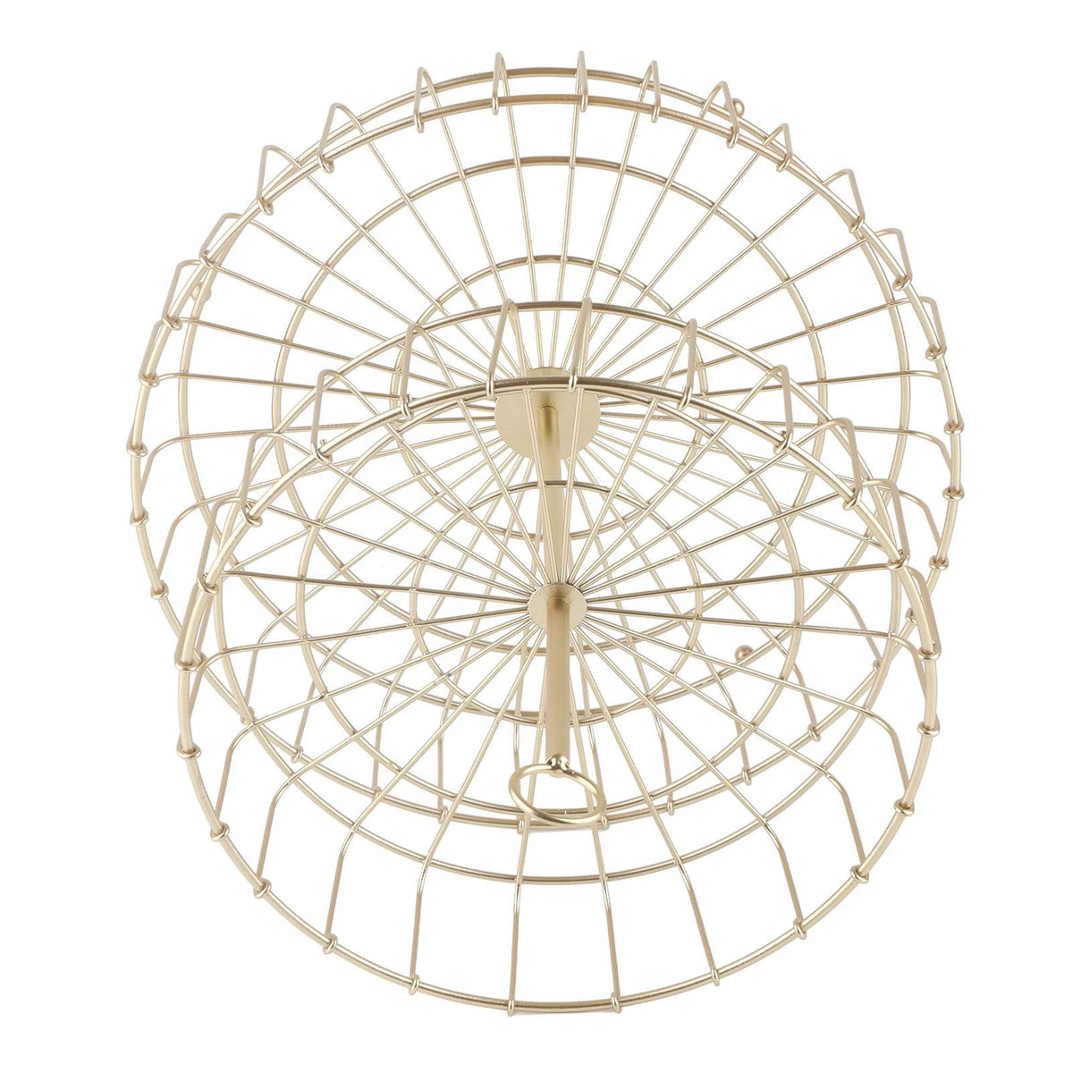 2 Tier Fruit Basket Iron Round Golden Nordic Household Snack Storage Tray for Party Desktop Kitchen