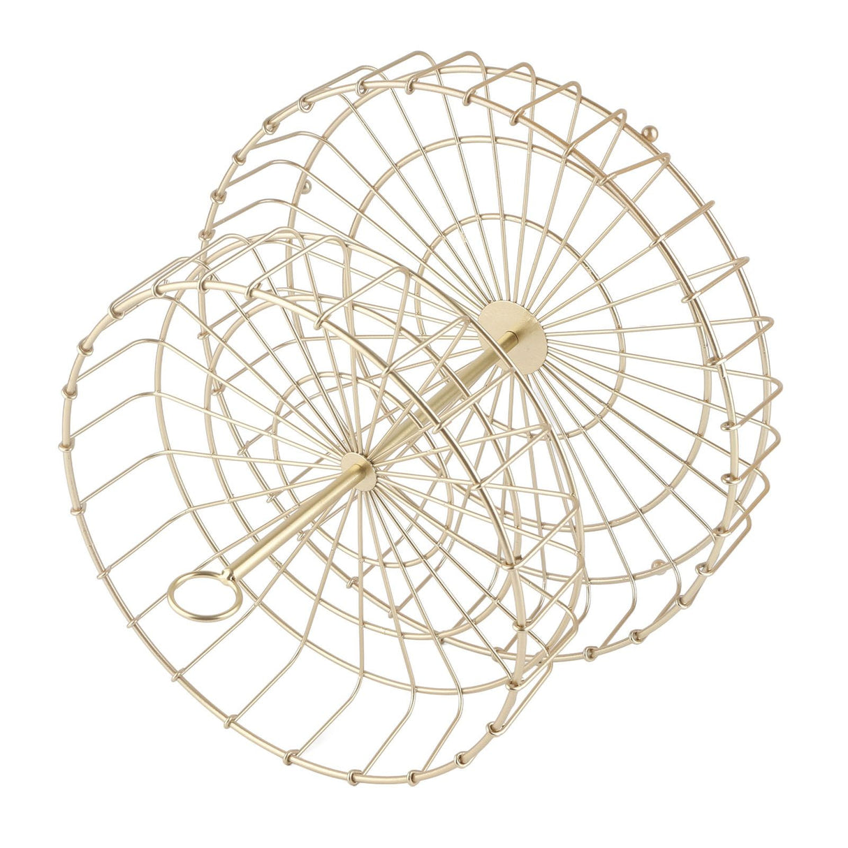 2 Tier Fruit Basket Iron Round Golden Nordic Household Snack Storage Tray for Party Desktop Kitchen