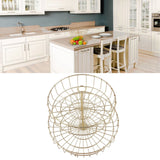 2 Tier Fruit Basket Iron Round Golden Nordic Household Snack Storage Tray for Party Desktop Kitchen - Extra Image