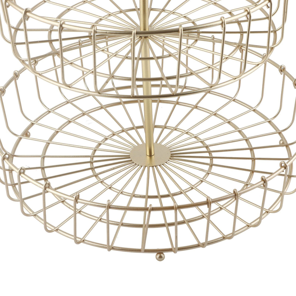 2 Tier Fruit Basket Iron Round Golden Nordic Household Snack Storage Tray for Party Desktop Kitchen
