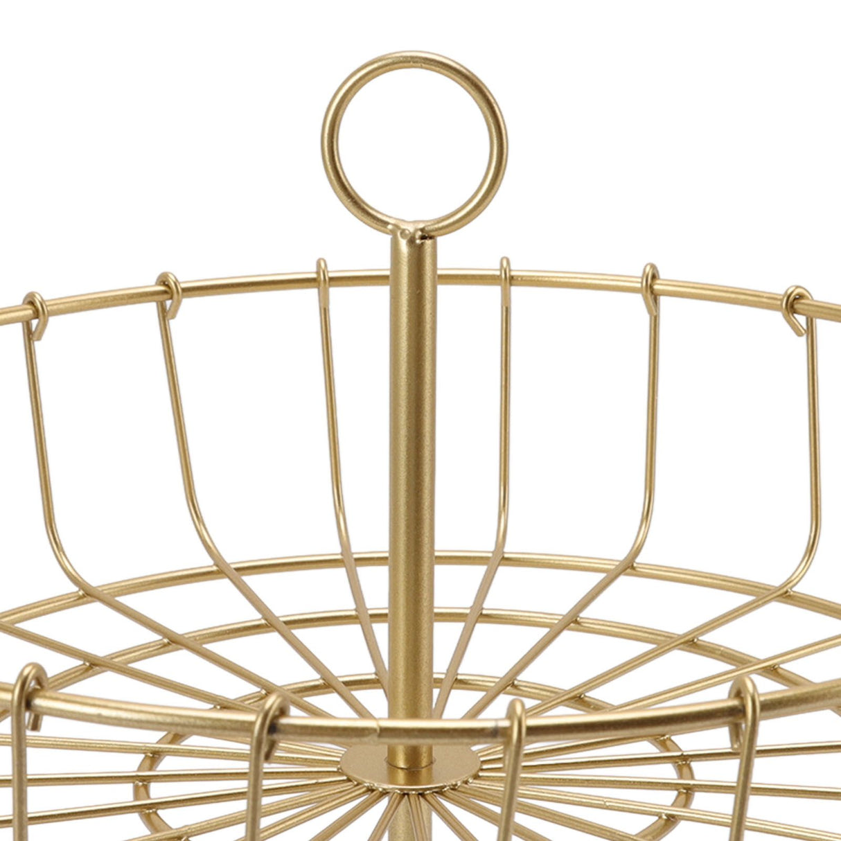 2 Tier Fruit Basket Iron Round Golden Nordic Household Snack Storage Tray for Party Desktop Kitchen