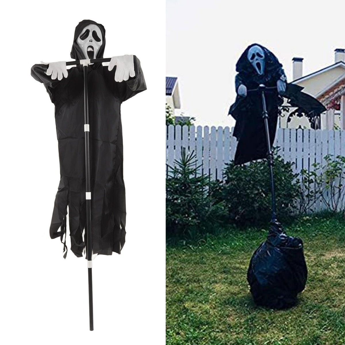 Scream Scarecrow Polyester PVC with Detachable Pole Garden Ghostface Decoration for Halloween Rural Protection