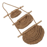Hanging Fruit Basket 3 Tier Wall Mounted Handcraft Hemp Rope Wood 3 Tier Hanging Wall Basket for Toys Pet Plush Toys Dolls
