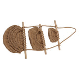 Hanging Fruit Basket 3 Tier Wall Mounted Handcraft Hemp Rope Wood 3 Tier Hanging Wall Basket for Toys Pet Plush Toys Dolls