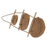 Hanging Fruit Basket 3 Tier Wall Mounted Handcraft Hemp Rope Wood 3 Tier Hanging Wall Basket for Toys Pet Plush Toys Dolls