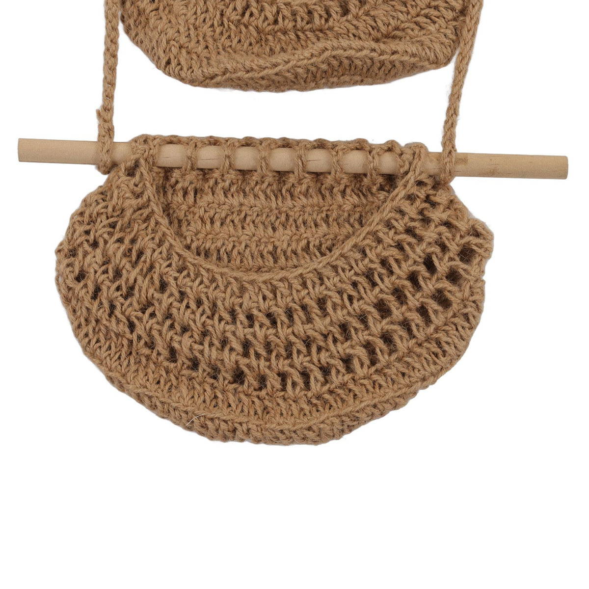 Hanging Fruit Basket 3 Tier Wall Mounted Handcraft Hemp Rope Wood 3 Tier Hanging Wall Basket for Toys Pet Plush Toys Dolls