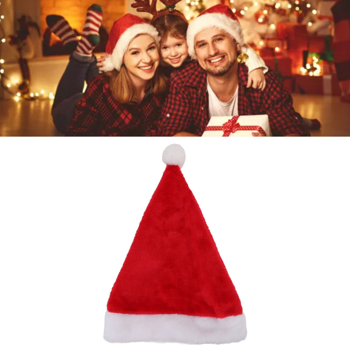 Xmas Hat Multipurpose 8 Modes Warm Light Christmas Santa Hats for Holiday Christmas Party Performance